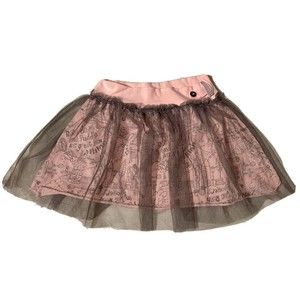 Naartjie Kids Girls Pink Skirt Gray Tulle Overlay sz 4 years S 100% cotton